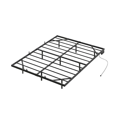 Slickblue Full Size Floating Bed Frame with Led Lights, Charging Station and Metal Platform Frame