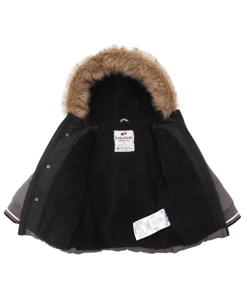 Rokka&Rolla Toddler Boys Fleece Lined Puffer Jacket Coat 2T-5T