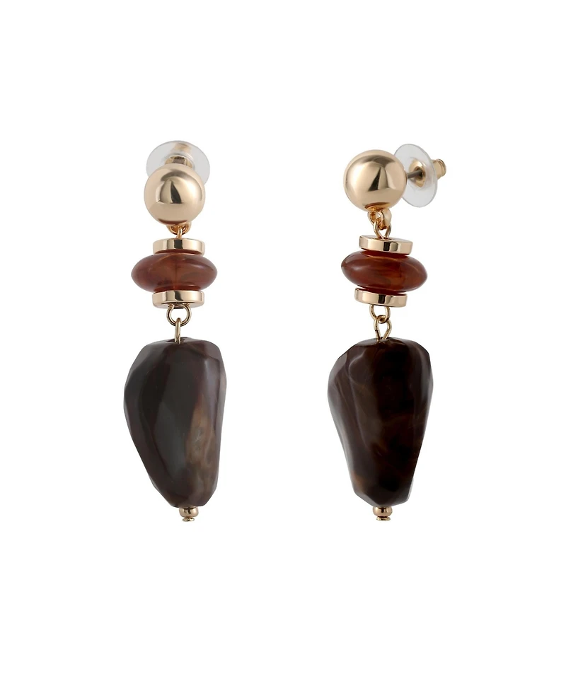 Jessica Simpson Large Bead Drop Earrings for Women, Beaded Dangle Earrings Gold-Tone