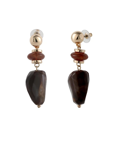 Jessica Simpson Large Bead Drop Earrings for Women, Beaded Dangle Earrings Gold-Tone