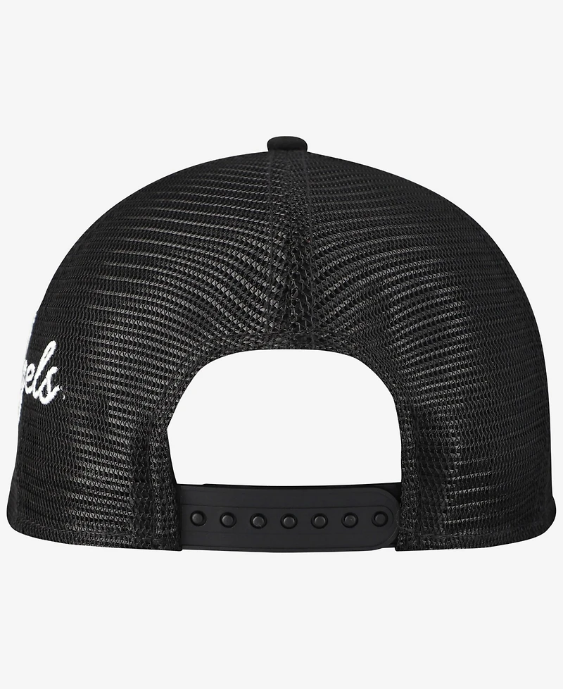 New Era Men's Black Los Angeles Angels Side Script 9FORTY A-Frame Trucker Adjustable Hat