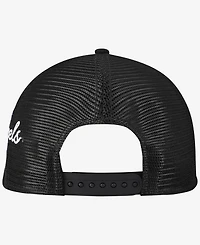 New Era Men's Black Los Angeles Angels Side Script 9FORTY A-Frame Trucker Adjustable Hat