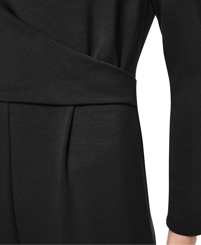 Dkny Women's Long Sleeve Boat Neck Twist-Front Straight-Leg Jumpsuit