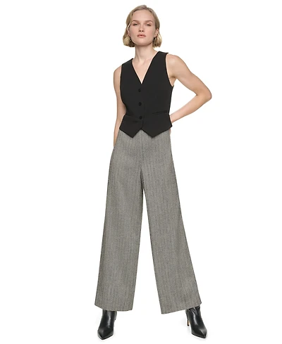 Dkny Women's Sleeveless V-Neck Wide-Leg Jumpsuit