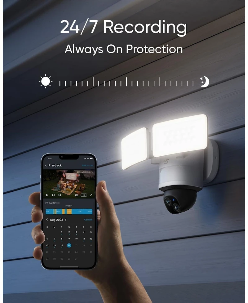 eufy Floodlight Camera E340 With HomeBase S380 (HomeBase 3), Outdoor Wired Security Camera Dual Lens