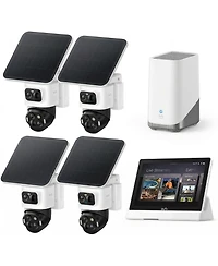 eufyCam S4 4-Cam Kit and Smart Display E10,4K Solar Camera Wireless Outdoor 360degree(s) View Ai Recognition 8X Zoom 0 Monthly Fee