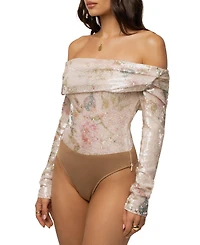 Jluxlabel Women's Floral Villa Nights Sequin Bodysuit