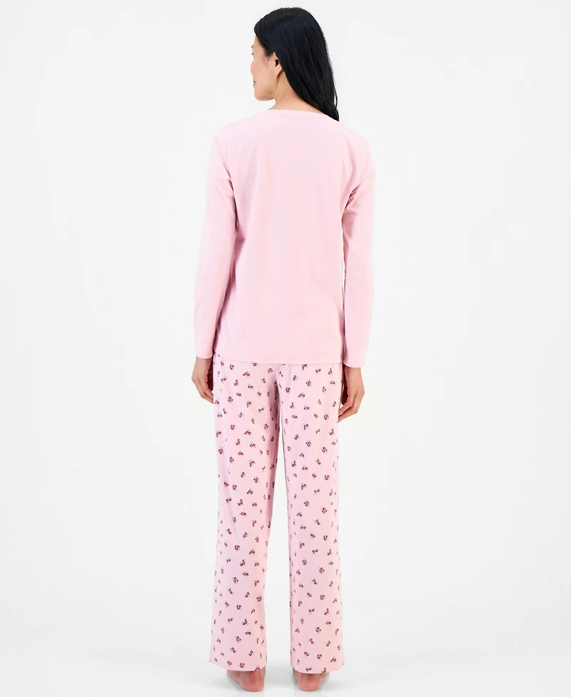 Charter Club Women's Cotton-Blend Long Sleeve V-Neck Pajama Pant Set, Macy's Exclusive