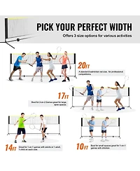 Sevorley Portable Badminton Net Set, 14 feet Adjustable Height Net for Volleyball, Pickleball and Tennis
