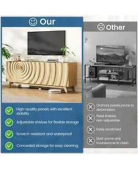 Vlsrka 63" W Modern Tv Stand for 65 Inch Tv, 4-Door Media Console with Adjustable Shelves, Cable Management, Wave Pattern Cabinet Storage