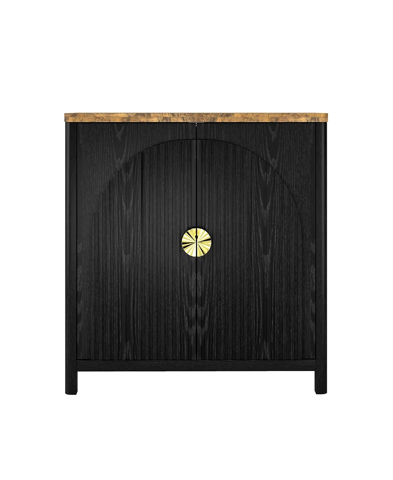 Vlsrka 31.5" Accent Cabinet with Adjustable Shelf, 2-Door Storage Cabinet with Gold Handles