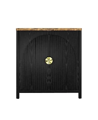 Vlsrka 31.5" Accent Cabinet with Adjustable Shelf, 2-Door Storage Cabinet with Gold Handles