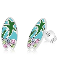 Chanteur Kids Surfboard Hypoallergenic Earrings for Girls with Surgical Titanium Screwbacks