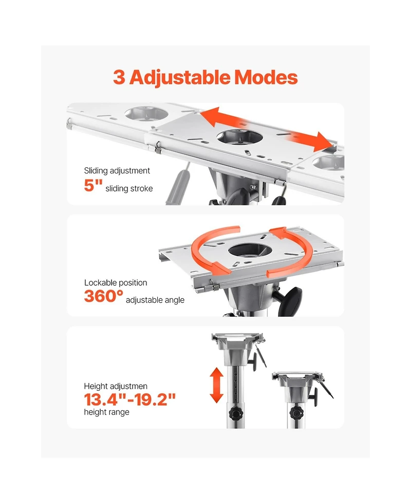 Sevorley Adjustable Boat Seat Pedestal with Slide, 13.4 to 19.2 in