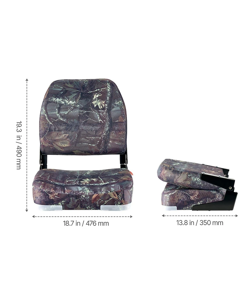 Sevorley Folding Low-Back Boat Seats, Camouflage, Set of 2