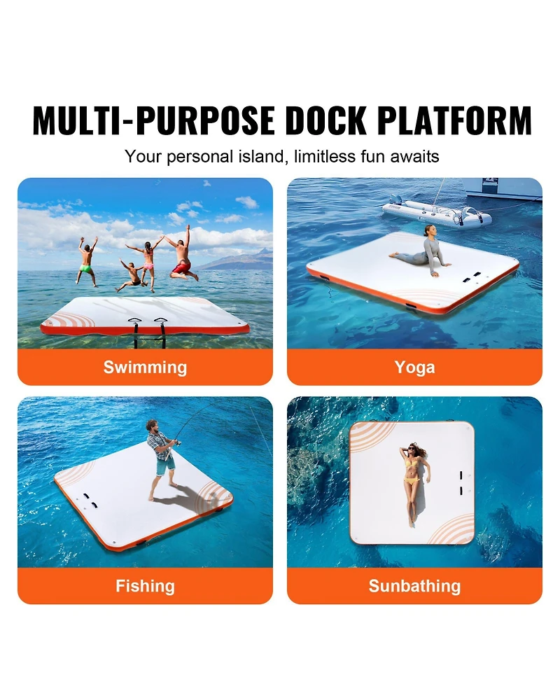 Sevorley Inflatable Floating Dock, 7 x 7 ft Non-Slip Water Platform with Ladder and Carry Bag
