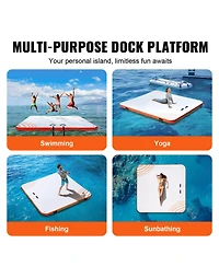 Sevorley Inflatable Floating Dock, 7 x 7 ft Non-Slip Water Platform with Ladder and Carry Bag