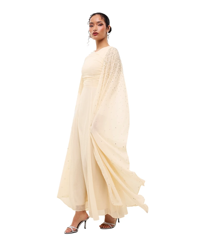 Maryisa Women's Sequin-Embellished Cape-Style Sleeves Maxi Dress