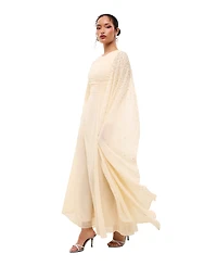 Maryisa Women's Sequin-Embellished Cape-Style Sleeves Maxi Dress