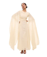 Maryisa Women's Sequin-Embellished Cape-Style Sleeves Maxi Dress