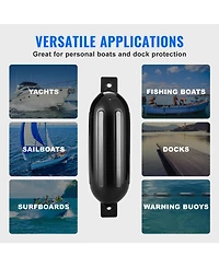 Sevorley Boat Fenders 4-Pack, 6.5 x 23 in Inflatable Ribbed Dock Bumpers with Pump and Ropes