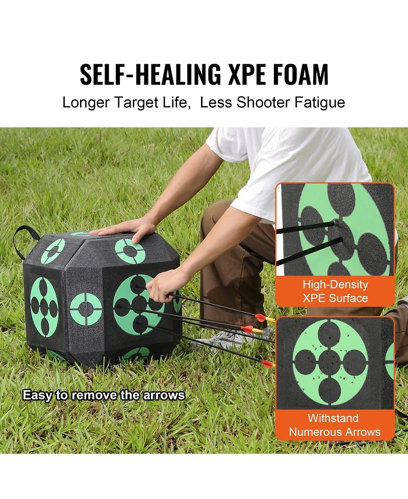 Sevorley Portable Archery Target, 15-Inch Self-Healing Xpe Foam Block with Carry Handle
