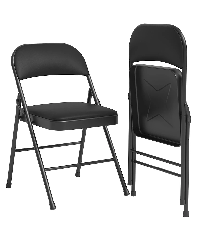 homfan Metal Folding Chairs with Padded Seat and Back, Portable Stackable Side Chair with Steel Frame