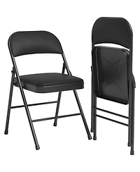 homfan Metal Folding Chairs with Padded Seat and Back, Portable Stackable Side Chair with Steel Frame