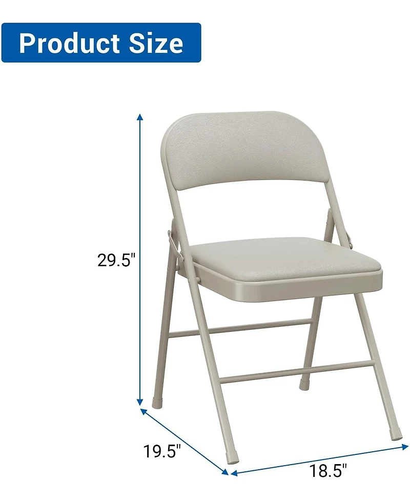 homfan Set of 8 Folding Metal Chairs with Padded Seats and Backs, Stackable, for Home and Office