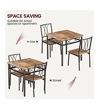 homfan 3-Piece Retro Dining Set, Square Table and 2 Chairs for Small Spaces