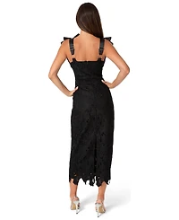 Bebe Women's Bow Strap Lace Midaxi Dress