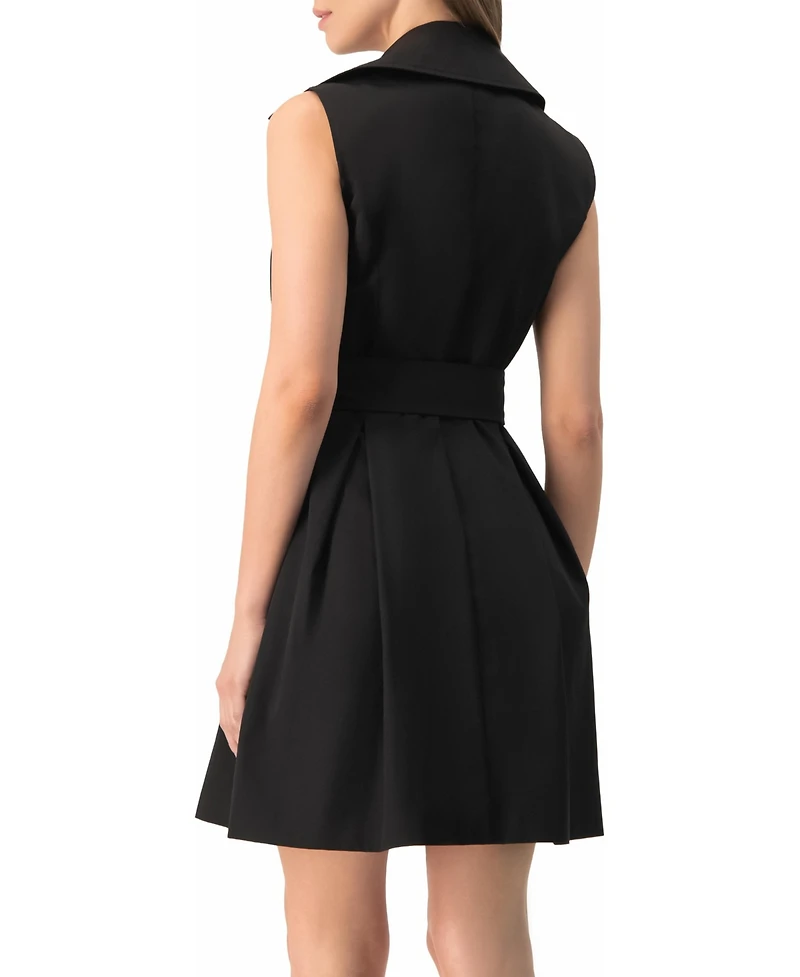 Ivonne Women's Belted Sleeveless Trench-Style A-Line Mini Dress