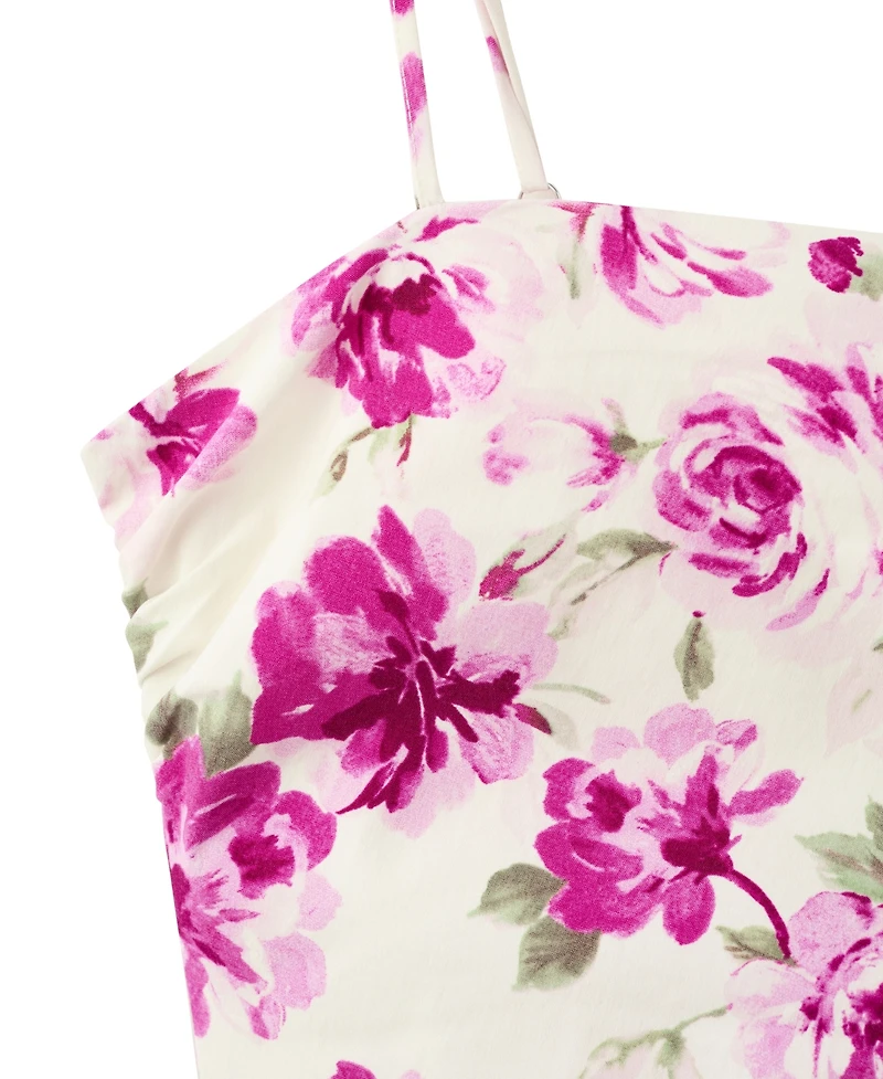 Mango Women's Floral Ruched Mini Dress