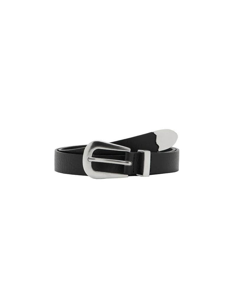 Mango Women's Metal Detail Leather Belt