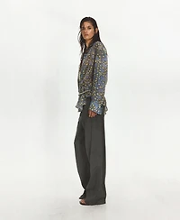Mango Women's Semi-Sheer Printed Shirt