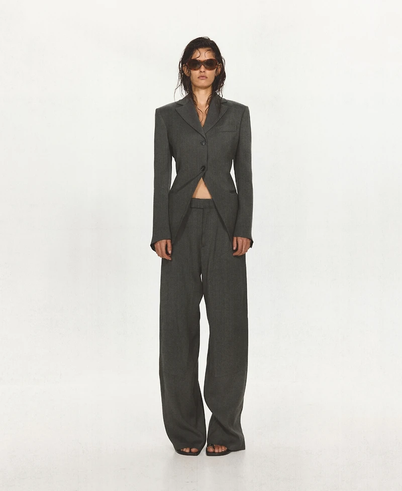 Mango Women's Stitching Details Straight Suit Pants