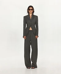 Mango Women's Stitching Details Straight Suit Pants