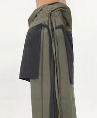 Mango Women's Tied Overlay Wide-Leg Cotton-Blend Pants