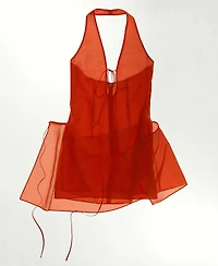 Mango Women's Halter Bows Silk Overlay Dress