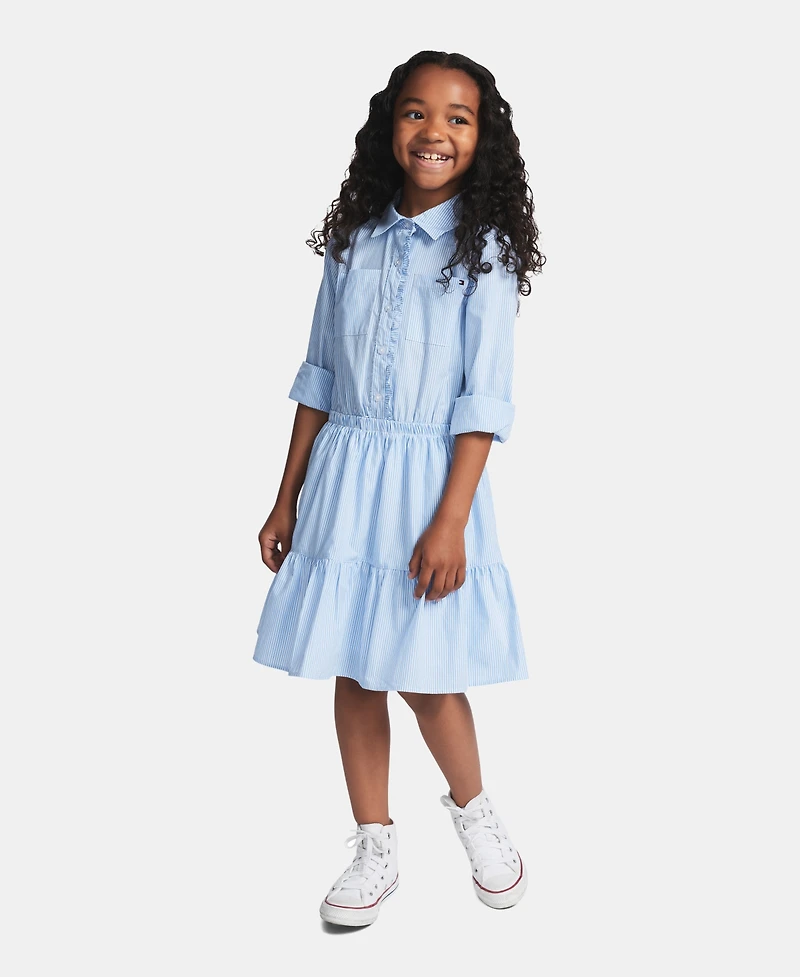 Tommy Hilfiger Girls' 7-16 Striped Long-Sleeve Shirt Dress