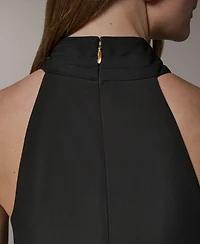 Donna Karan New York Women's Twist Halter Mixed Media A-Line Dress