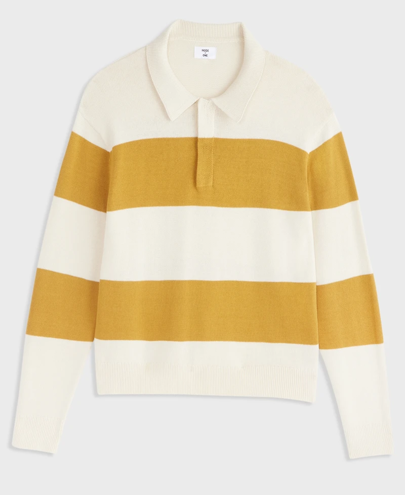 Mode of One Men's Elio Long-Sleeve Striped Polo Shirt, Macy's Exclusive