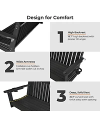Innovaze 5 feet 3-Seater Hdpe Porch Swing with Chains, Weather-Resistant Outdoor Patio Bench with Cup Holders