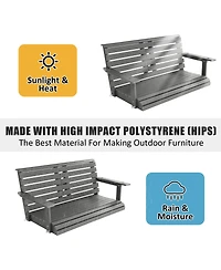 Innovaze 4.5 Ft Large Size 2-Seat Poly Lumber Hips Porch Swing with Foldable Cup Holders and Curved Deep Seat for Outdoor Porch Garden(Navy Blue)