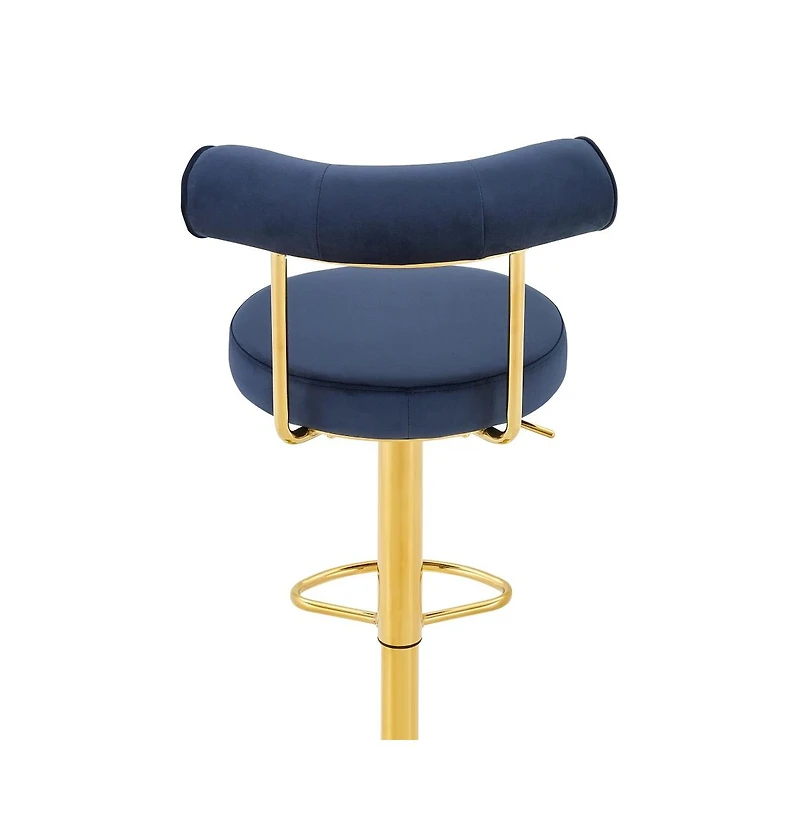 Maison Boucle Velvet Upholstered Swivel Adjustable Bar Stools Set of 2, Counter-Height Chairs with Gas Lift, Electroplated Gold Base