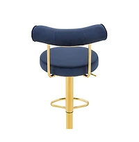 Maison Boucle Velvet Upholstered Swivel Adjustable Bar Stools Set of 2, Counter-Height Chairs with Gas Lift, Electroplated Gold Base