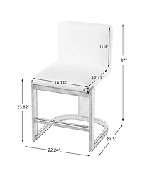 Maison Boucle Counter Height Bar Stools Set of 2 for Kitchen Island, 24" Solid Wood Barstools, Linen Upholstered Bar Chairs