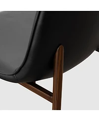 Maison Boucle Mid-Century Modern Dining Chairs Set of 4, Faux Leather Upholstery, Curved Back, Padded Seat, Walnut Look Legs