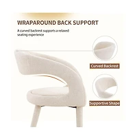Maison Boucle Upholstered Dining Chair, Open Back Accent Chairs, Modern Scandinavian Side Chairs for Room and Vanity