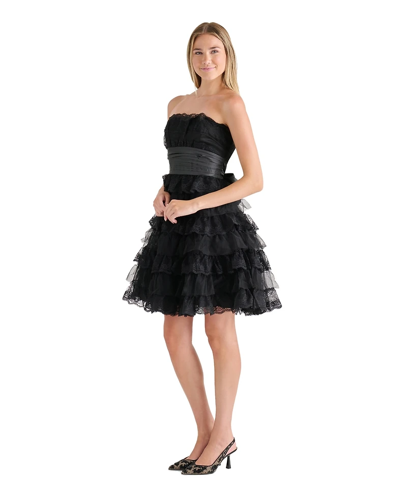 Betsey Johnson Juniors' Dressed To Frill Strapless Ruffle Dress